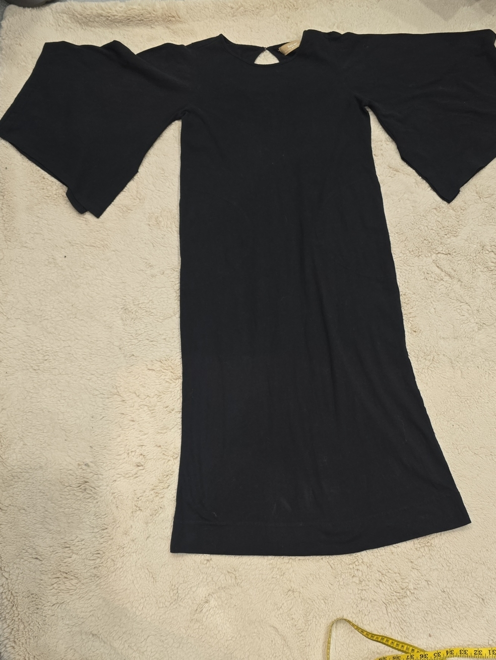 Free People Black Midi Dress with Bell Sleeves